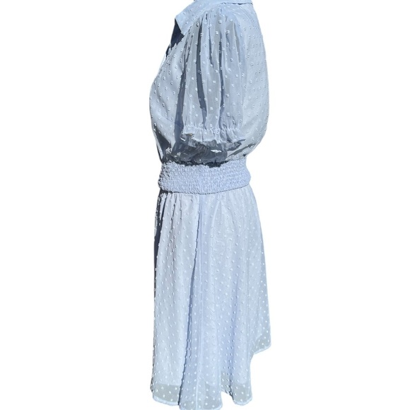 women’s baby blue maxi dress w front butons elastic waist sze M by Pretty Garden - Picture 4 of 5